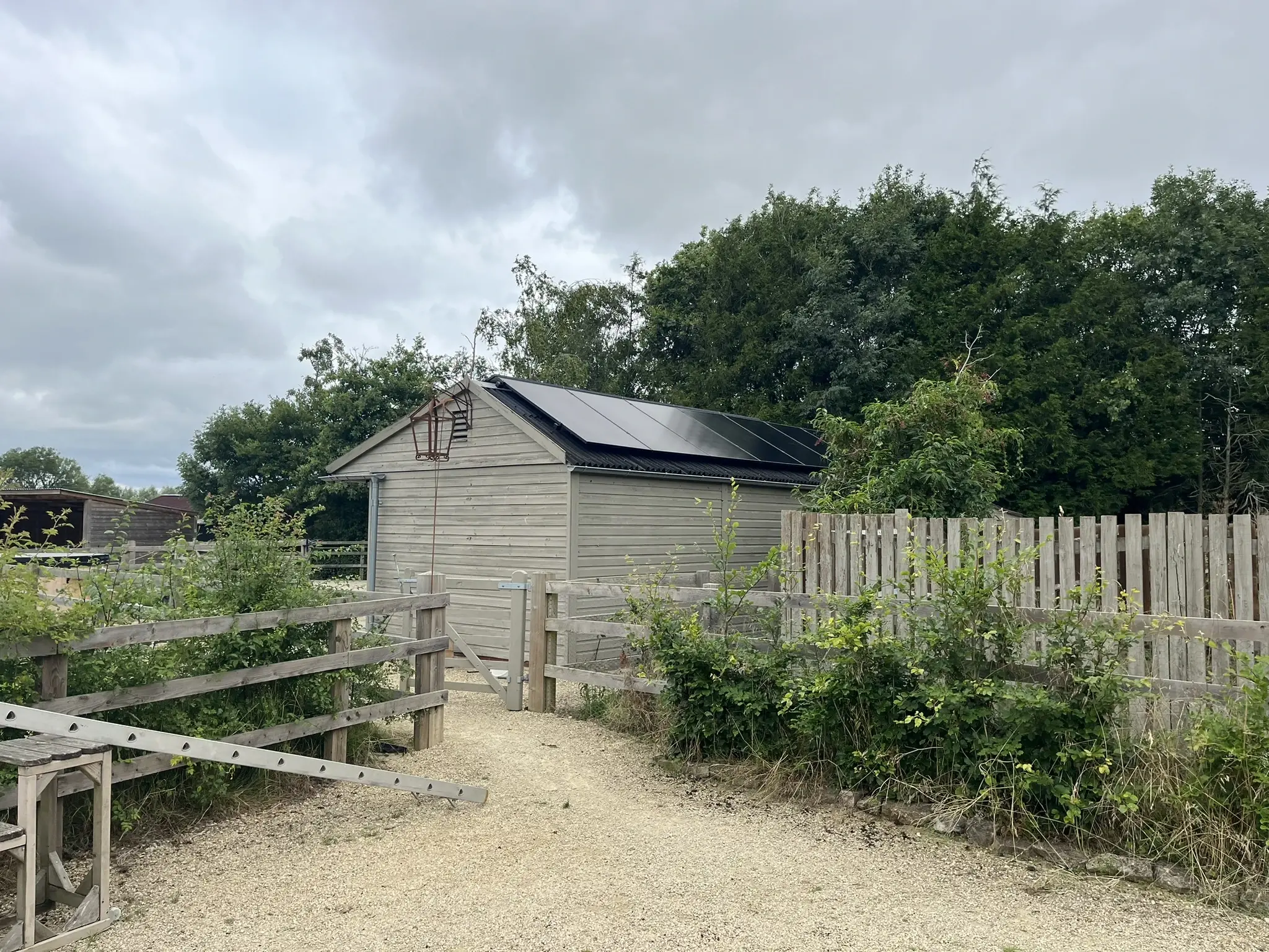 Solar panels on rural outbuilding roof